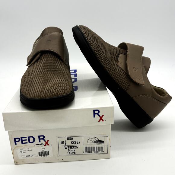 Propet Ped Rx Ortholite Shoes Womens 10.5 Diabetic Olivia Taupe Strap Leather 2E - Picture 1 of 10
